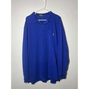 Polo Ralph Lauren Men's XL Tall Blue Long Sleeve Pony Pullover Polo Shirt EUC